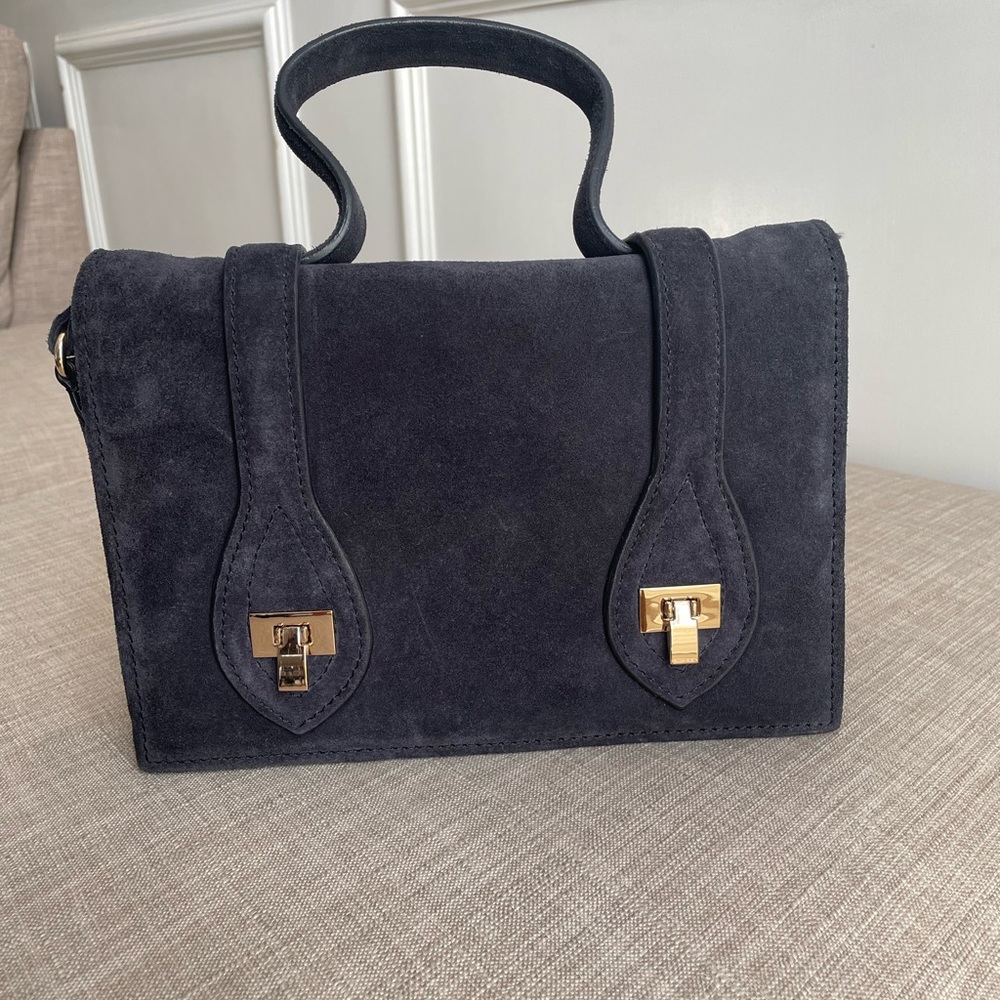 Dark Blue Suede Crossbody Bag